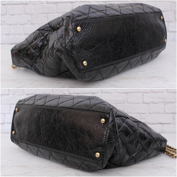 Chanel 2 Way Tote Black Glazed Calfskin Leather Shoulder Handbag Purse A4825 - Picture 8 of 11